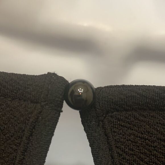 LA Gypsy Large Black Scoop Neck Top Stripped Elongating Leg Keyhole Closure - Picture 10 of 15